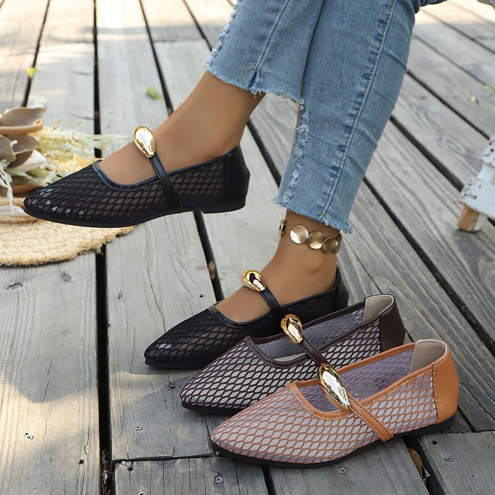 Mesh Strap Metal - Zapatos Planos de Mujer Tipo Mary