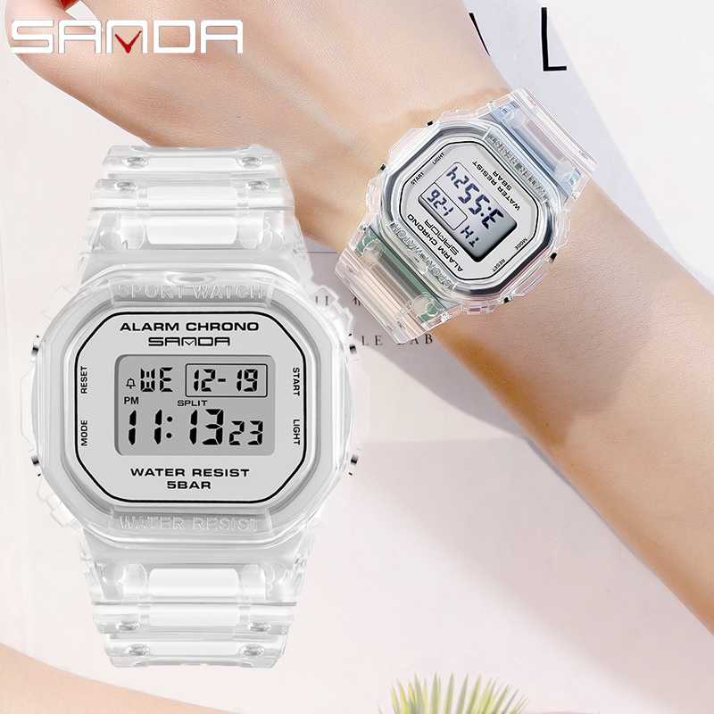 Rubber Strap Diver - SANDA Reloj deportivo de moda blanco,